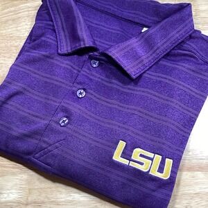 Mens Cutter And Buck Big And Tall LSU Tigers Short Sleeve Golf Polo- 3XL- Purple